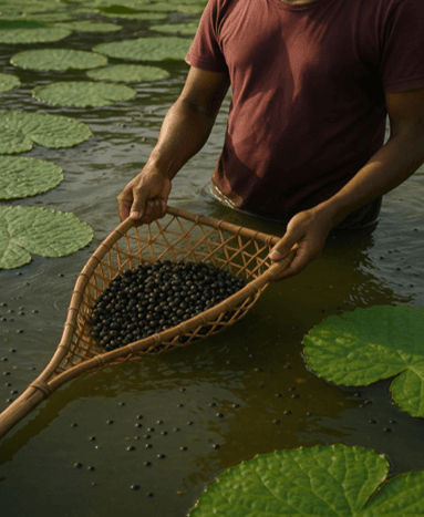 Fresh makhana ready for sourcing